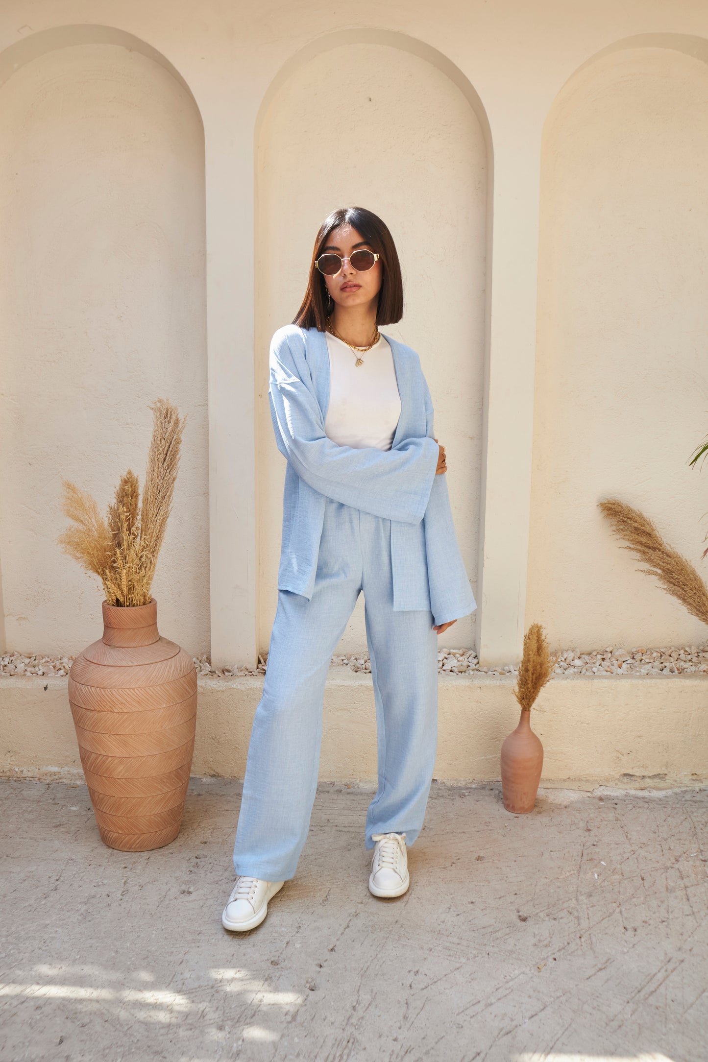 The Comfy Linen Set - Baby Blue