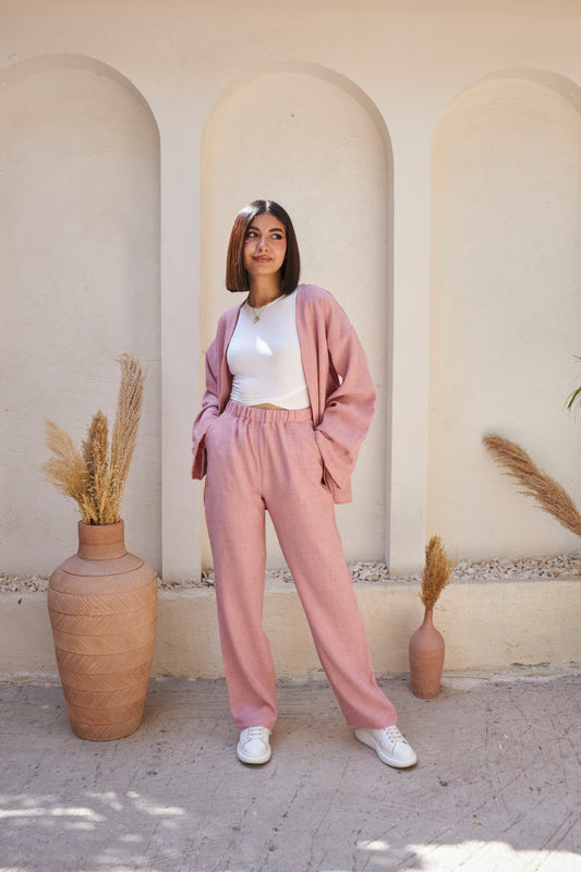 The Comfy Linen Set - Pink