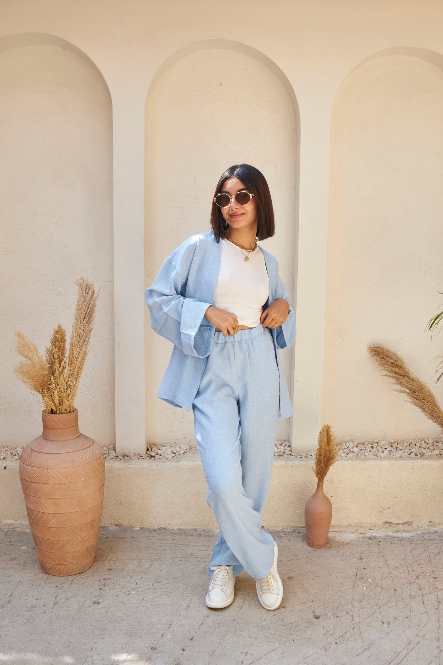 The Comfy Linen Set - Baby Blue