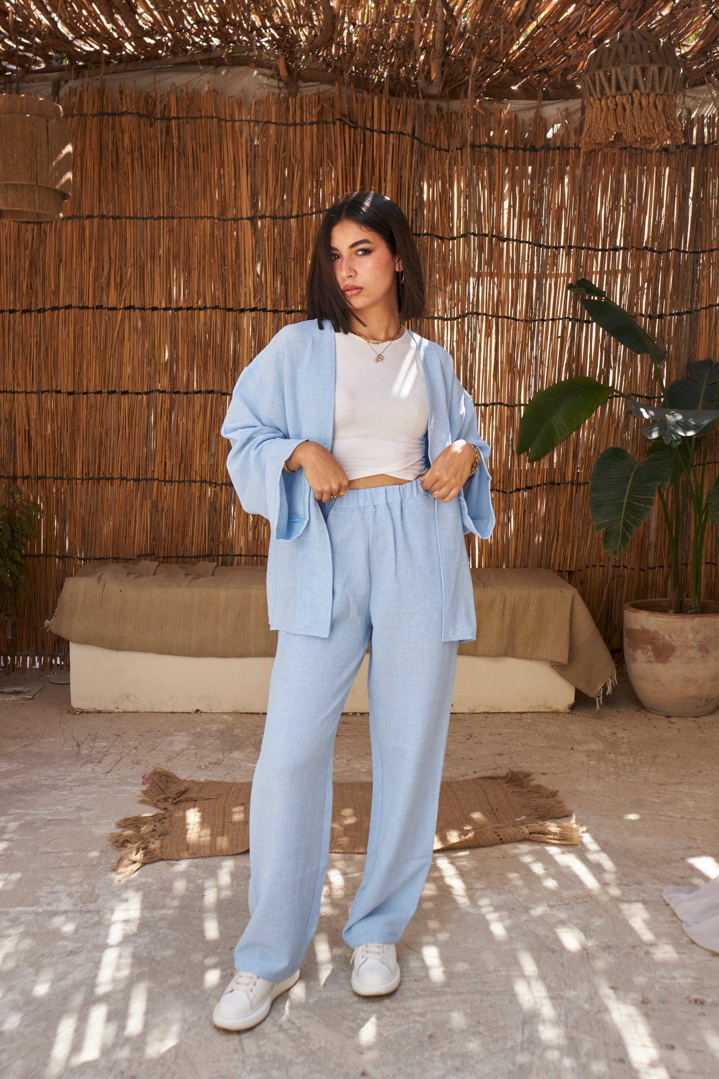 The Comfy Linen Set - Baby Blue