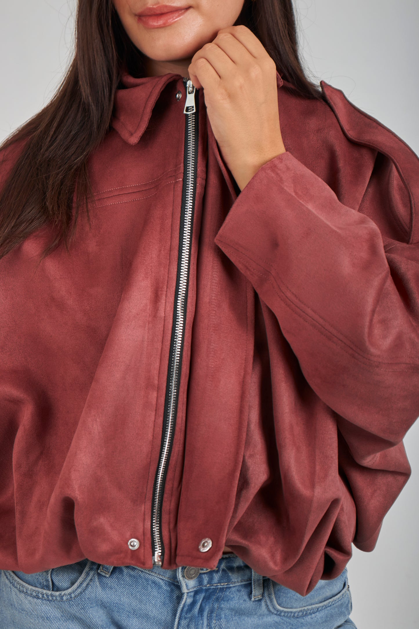 Realm Suede Jacket - Burgundy