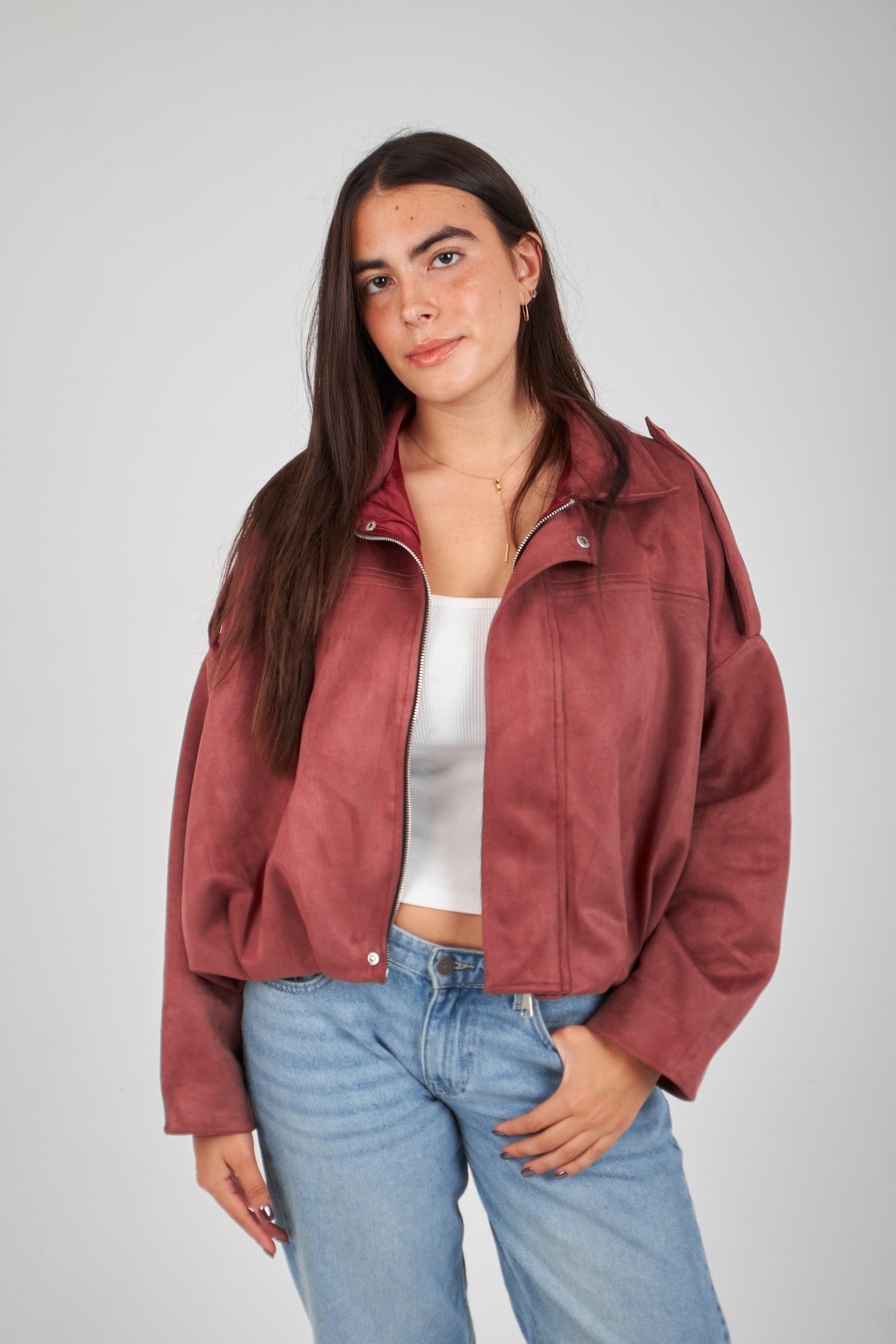 Realm Suede Jacket - Burgundy