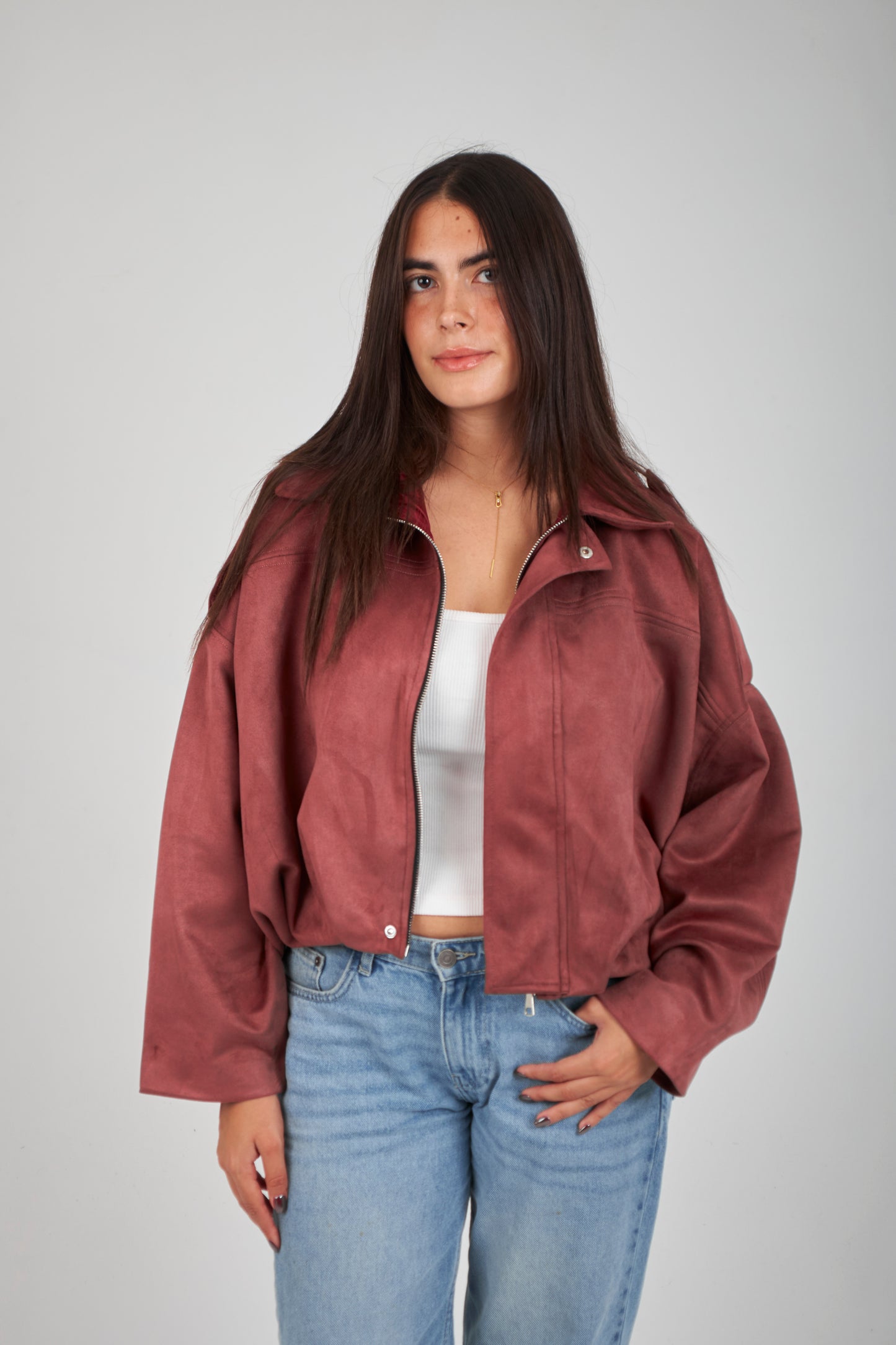 Realm Suede Jacket - Burgundy