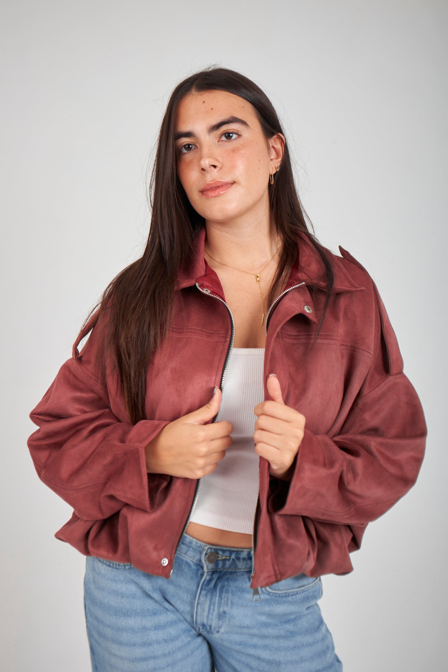 Realm Suede Jacket - Burgundy