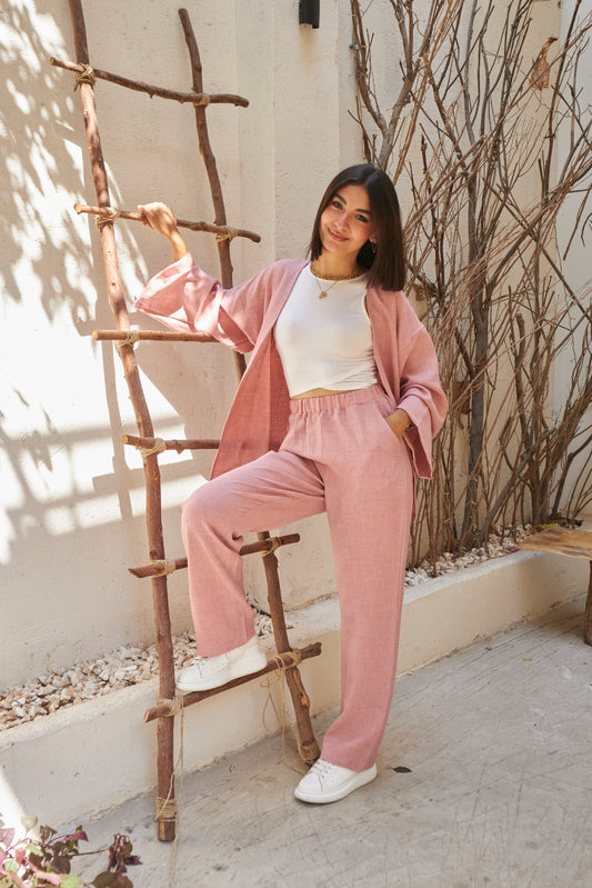 The Comfy Linen Set - Pink