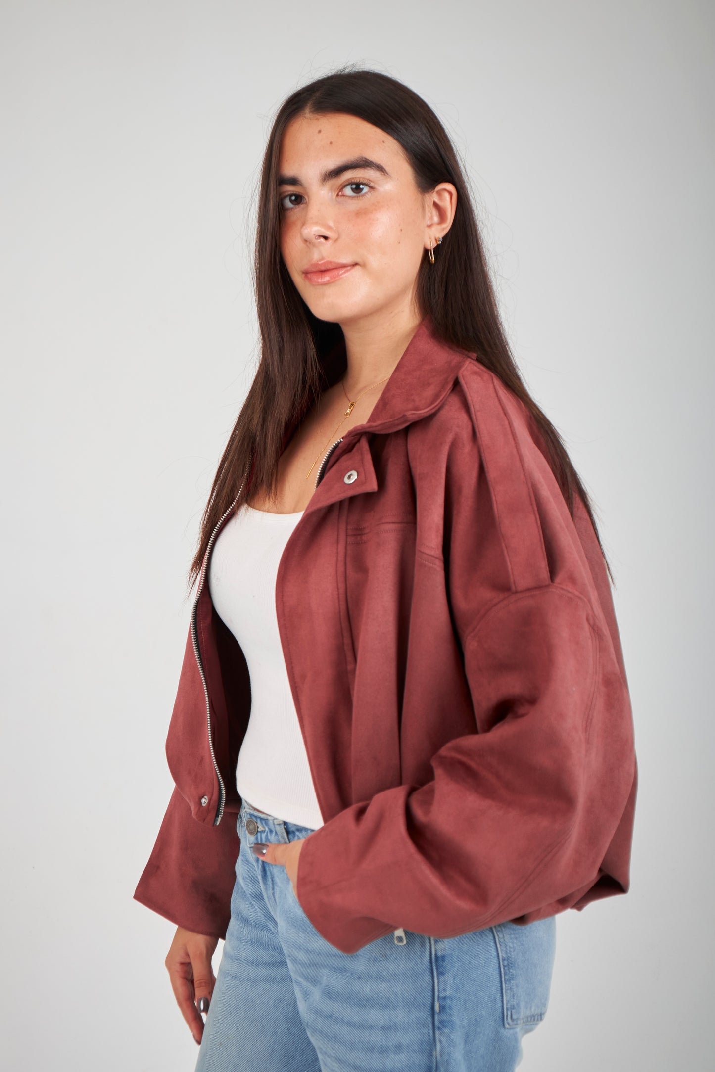Realm Suede Jacket - Burgundy