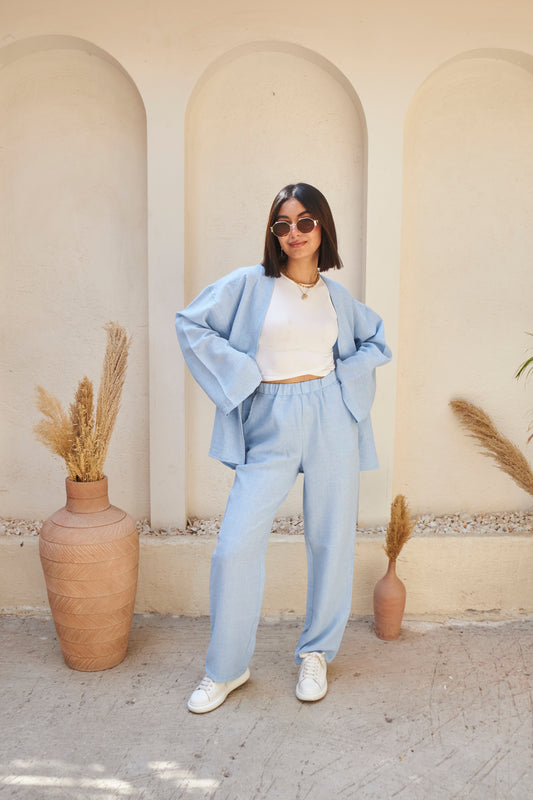 The Comfy Linen Set - Baby Blue