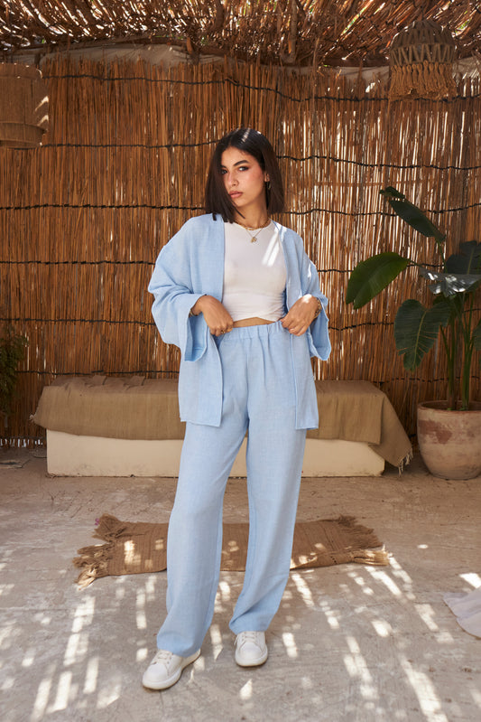 The Comfy Linen Set - Baby Blue